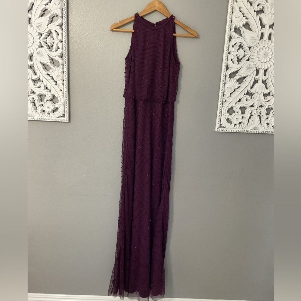 Adrianna Papell ART DECO BEADED BLOUSON DRESS WITH HALTER NECKLINE size 0 D106 - Picture 2 of 12